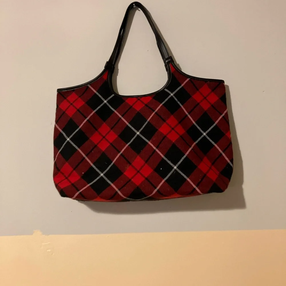 Victoria's Secret Red and Black Plaid Tote